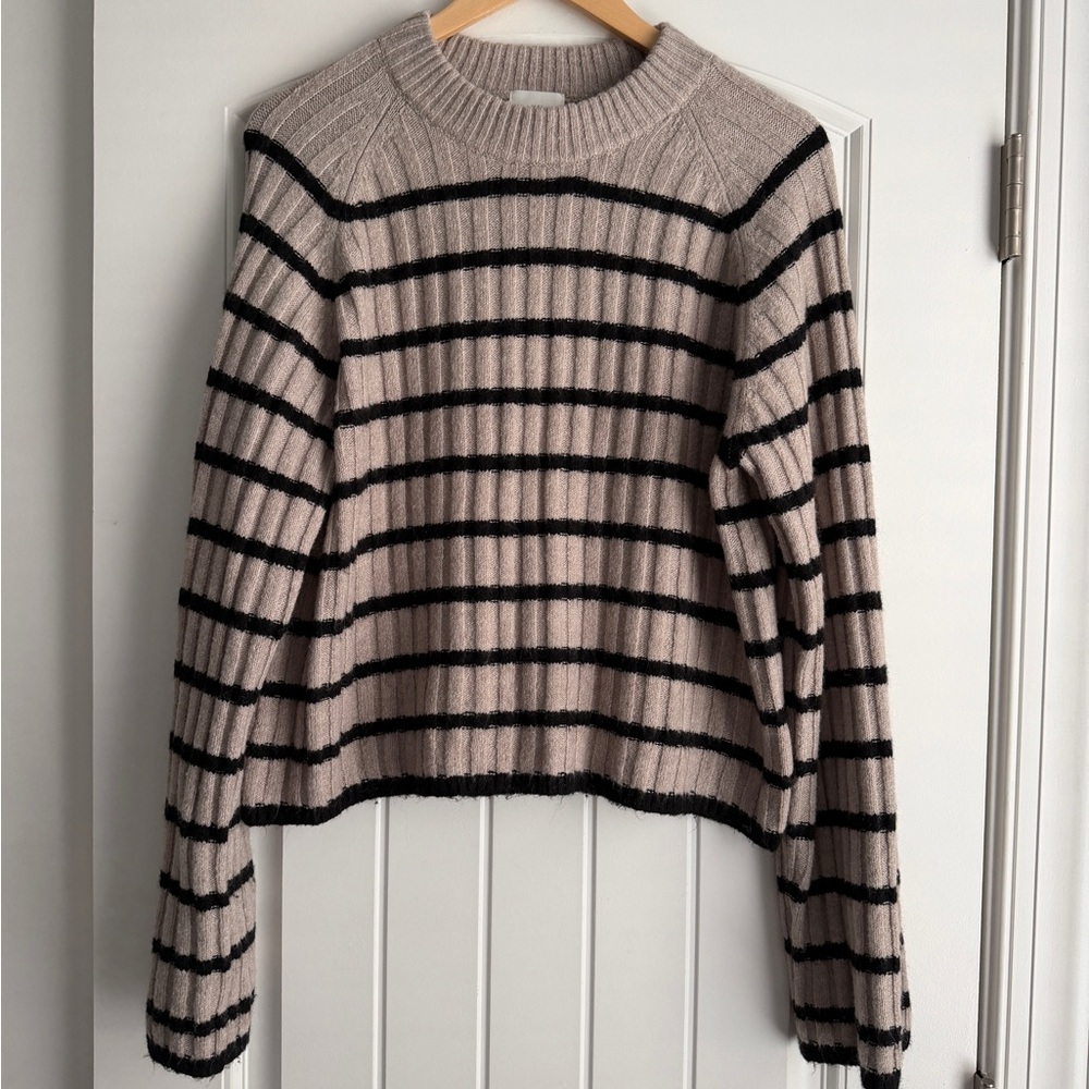 H&M Black and Cream Striped Sweater
